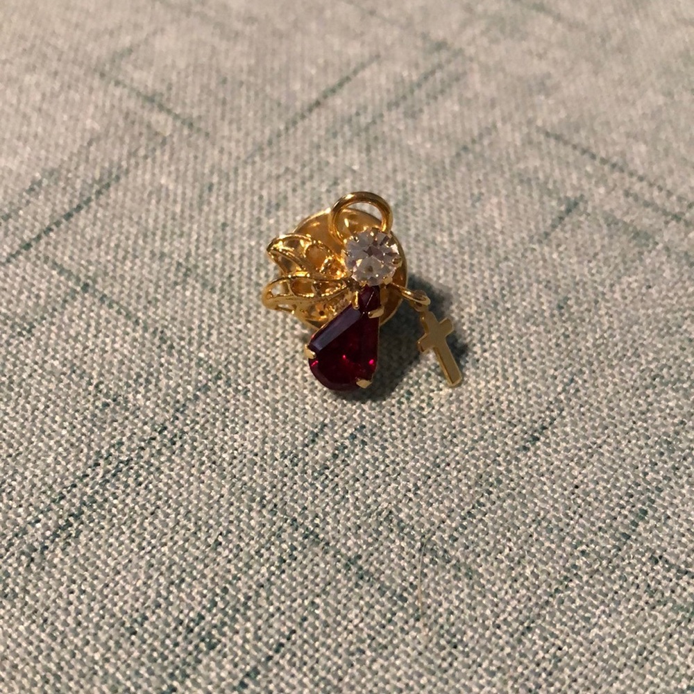 Gold and Red Angel Brooch Pin